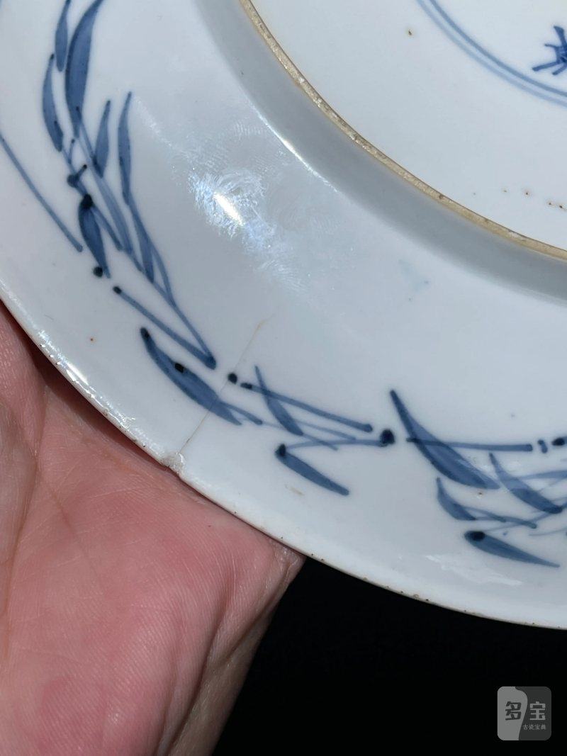 清康熙 青花釉里红花卉纹盘 - 图12